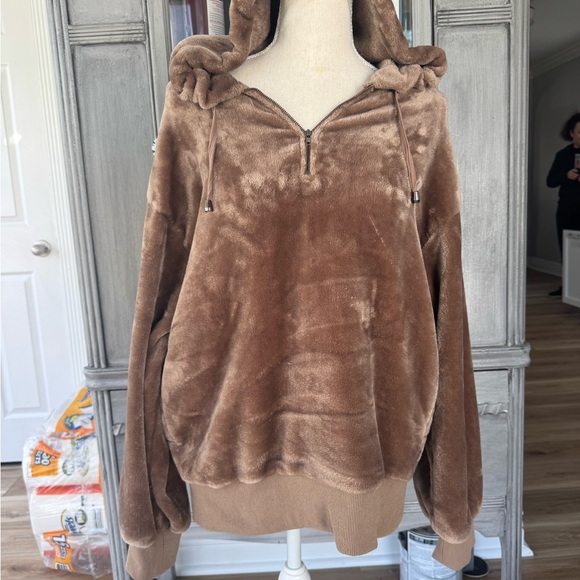 Cozy Brown Fleece Hoodie - Picture 1 of 4